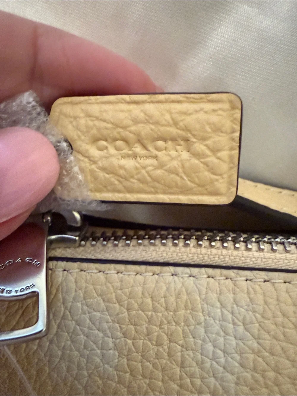 💛Coach NWT Washed Yellow Nolita 19 with Floral Print/Bow Strap/ Silver Hardware